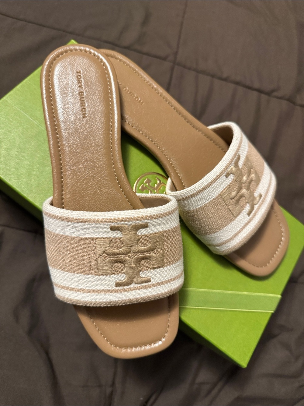 Tory Burch Double T Jacquard Slide